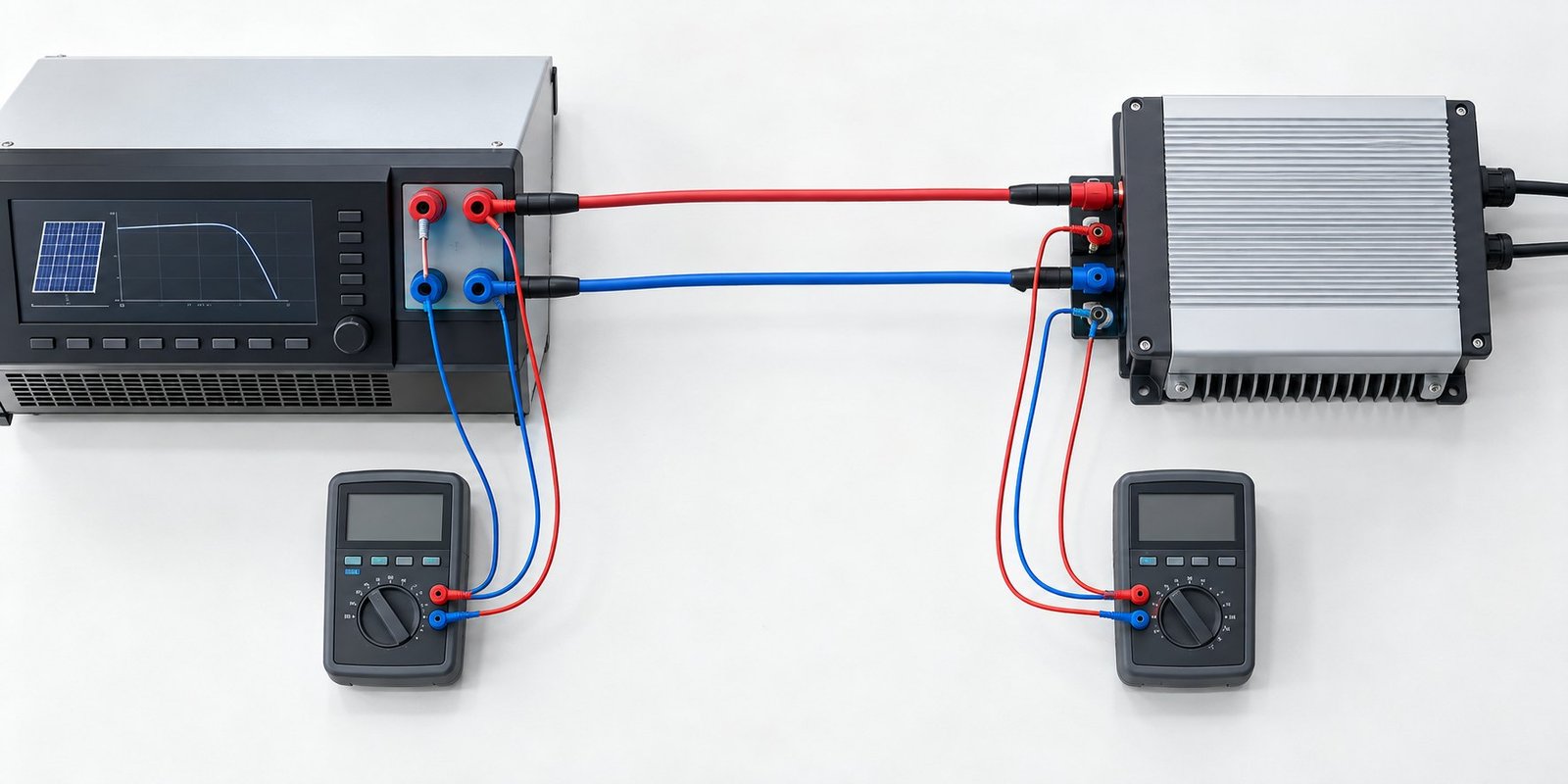 Clause-based PV inverter wiring Solar array simulator MPPT testing wiring from PV simulator to inverter terminals