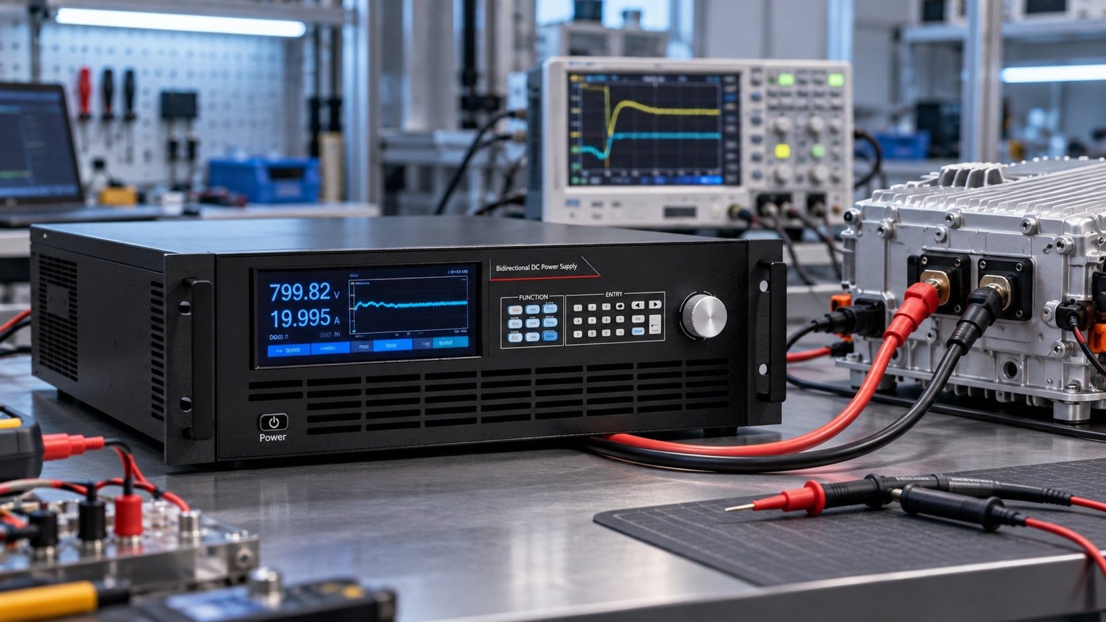 Source and DUT voltage verification IEC 63409-3 DC test setup with source and DUT voltage probes