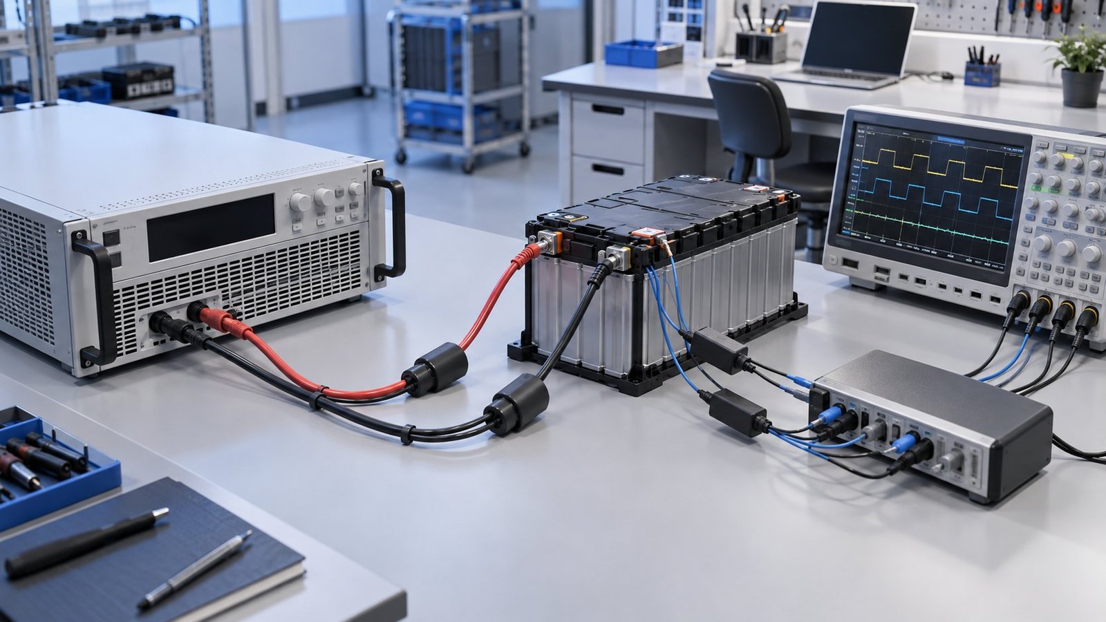 Charge and discharge sequence Bidirectional DC power supplies during a battery charge and discharge sequence