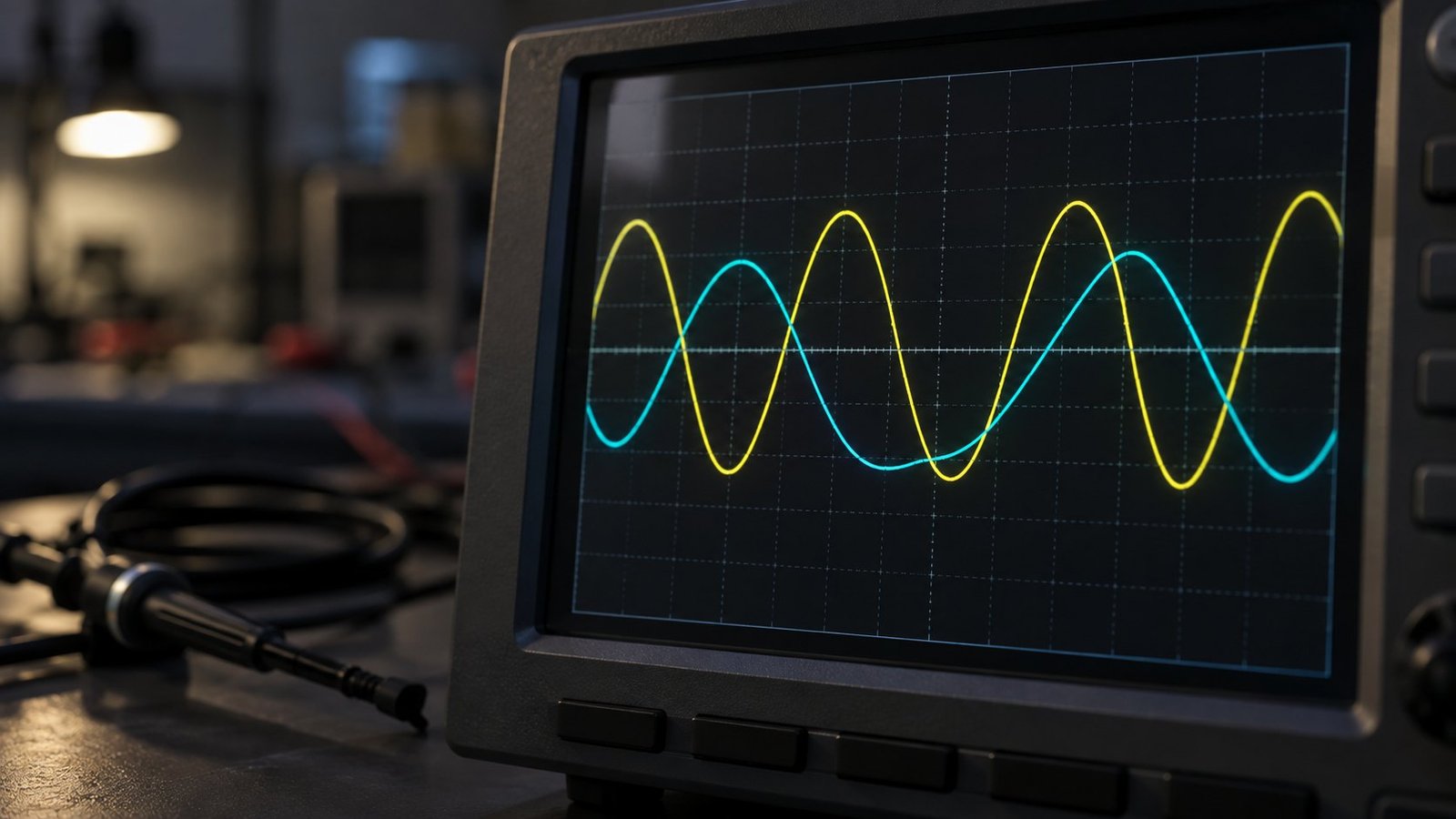 Crossover trace Oscilloscope trace of a current step crossing zero amps during a charge to discharge transition