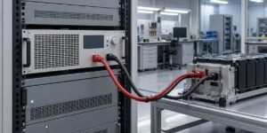Bidirectional DC power supplies connected to a battery test system