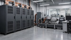High-capacity bidirectional DC power supply cabinet in an engineering test bay