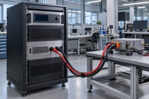 High voltage DC power supply in a power-electronics test rack